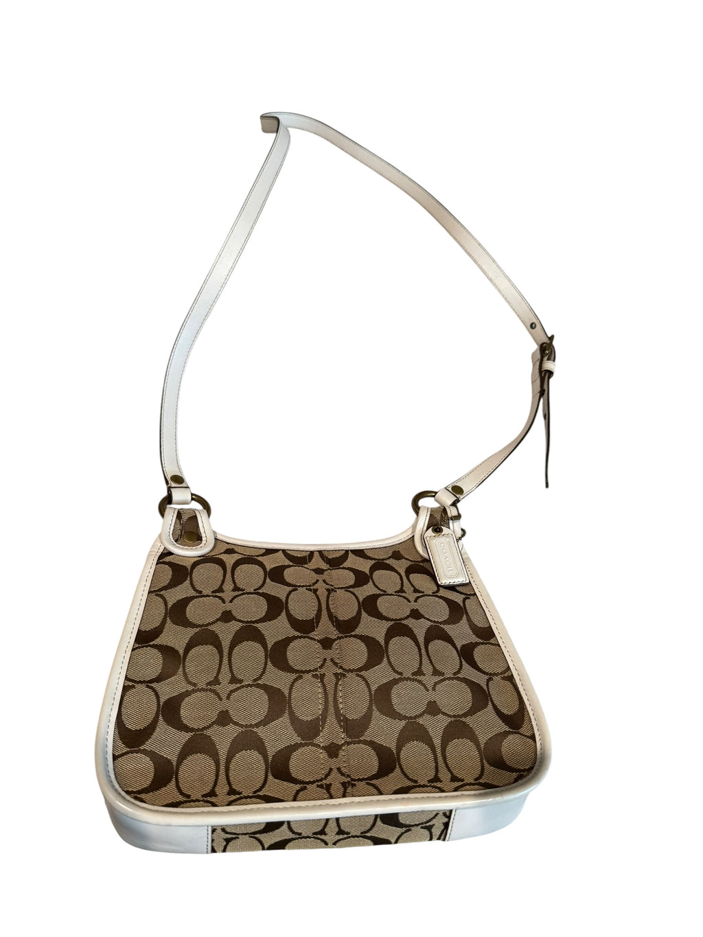 Pre-owned Coach White Canvas turn lock crossbody bag 2008