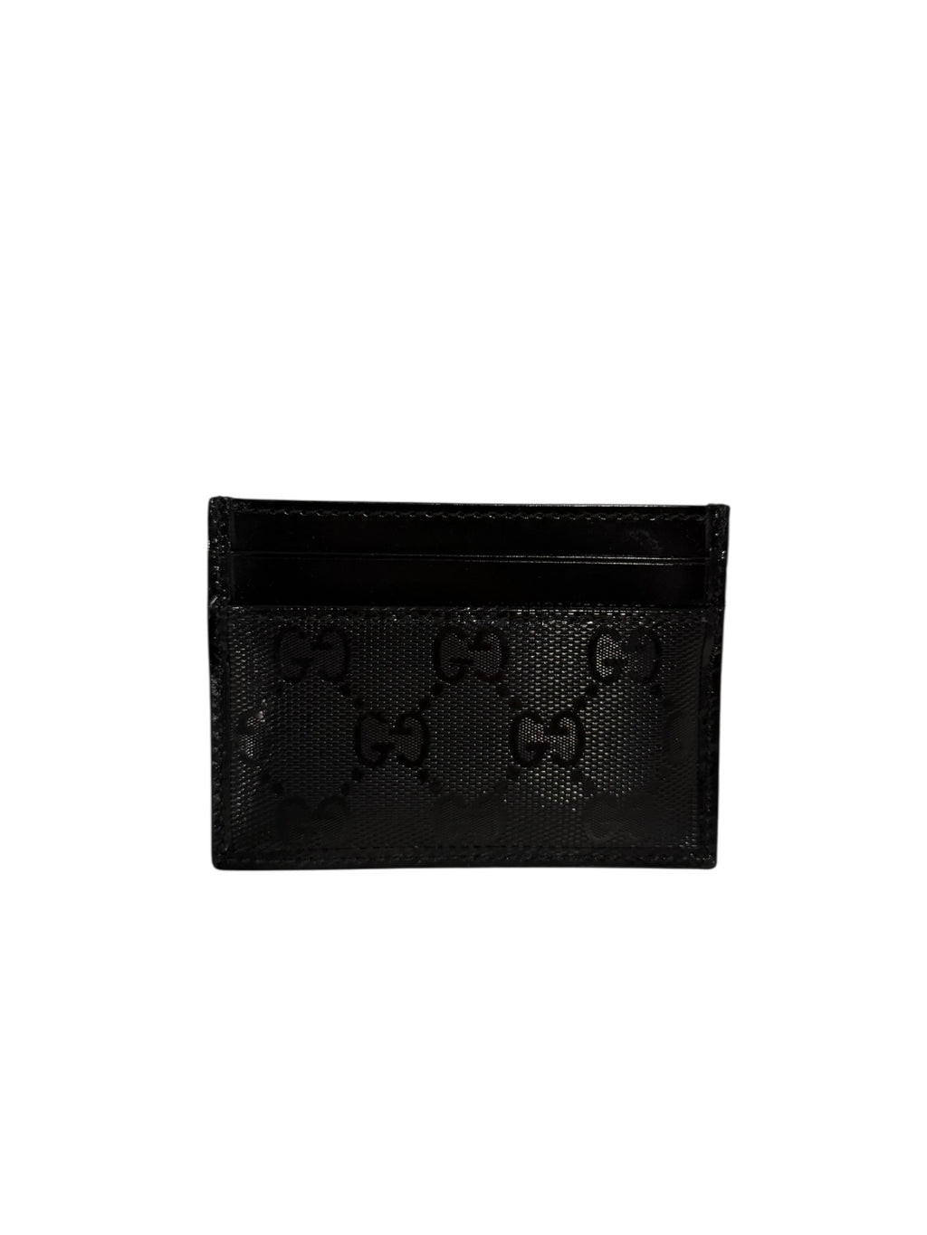 Pre-owned Gucci Leather black card holder with crystal vinyl