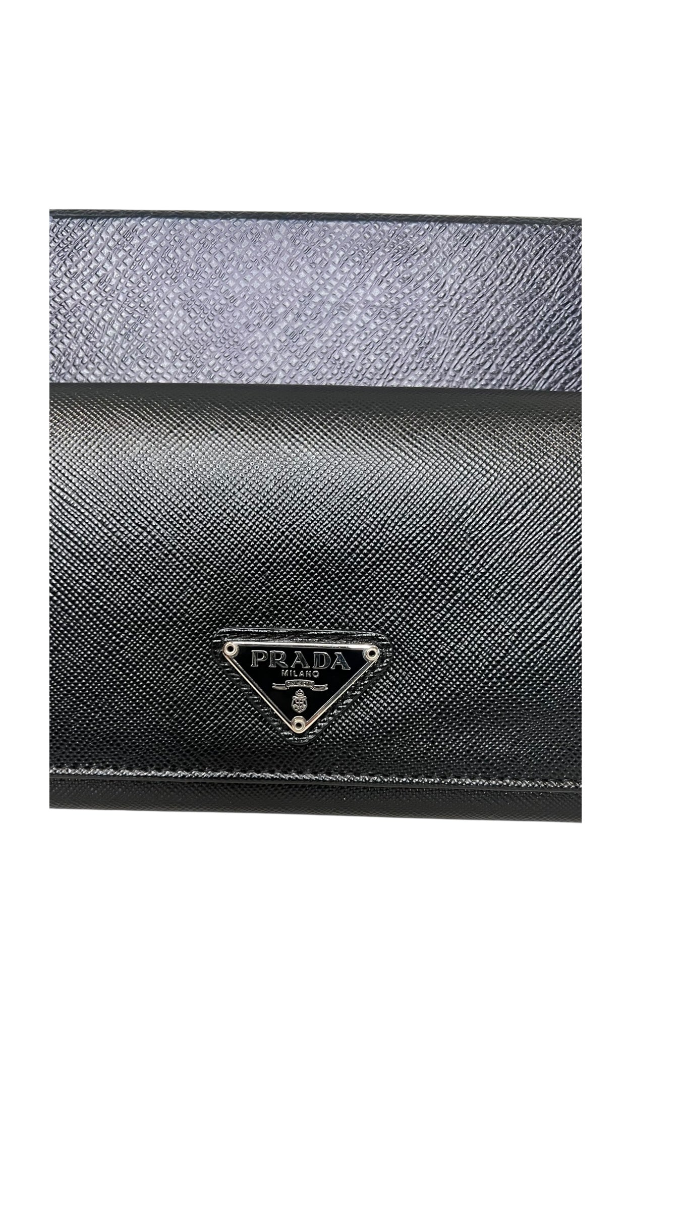 Pre-owned Prada Saffiano leather Black Long Wallet with box and dustbag