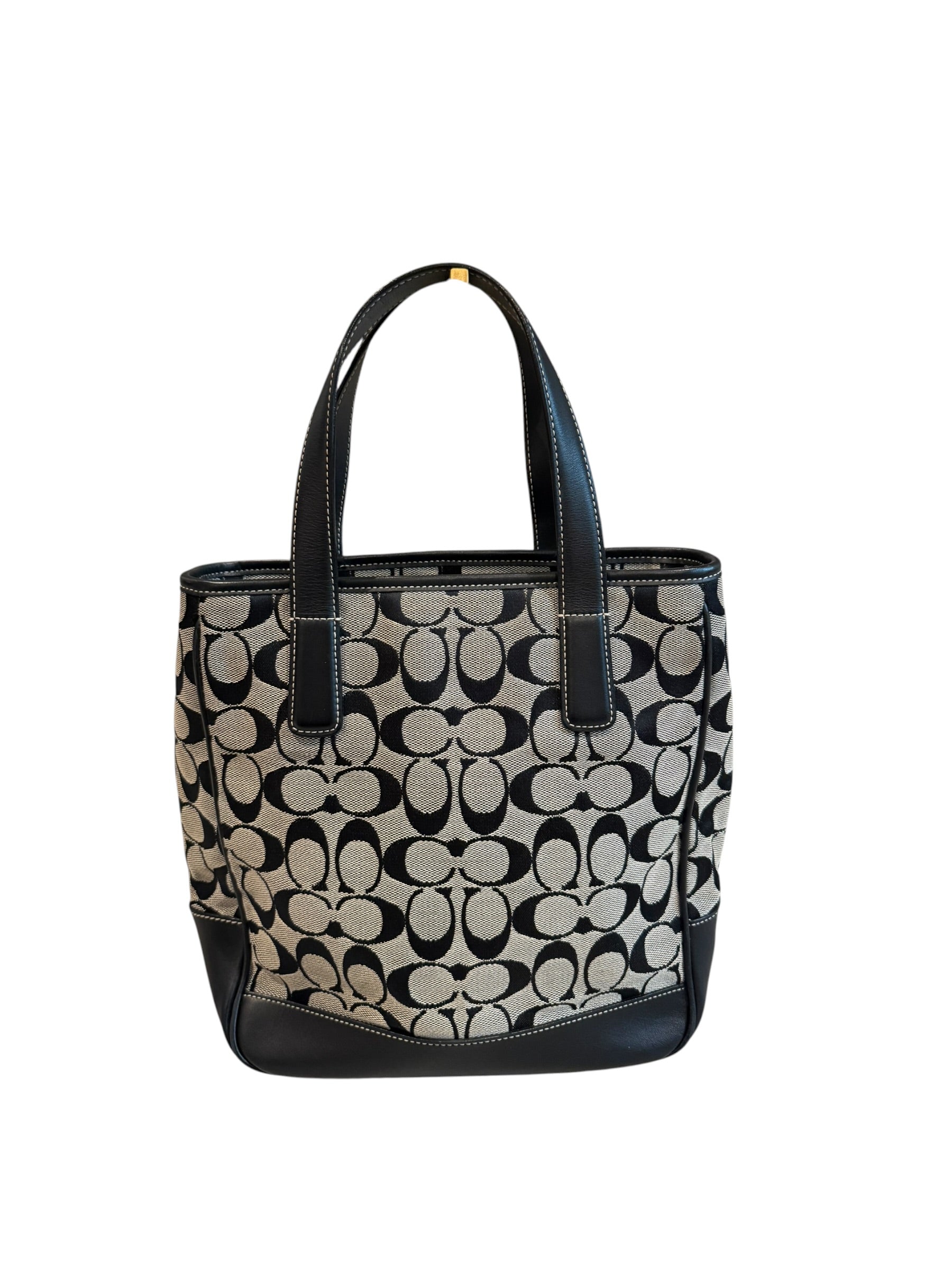 Pre-owned Coach black and grey signature canvas tote bag 1990s