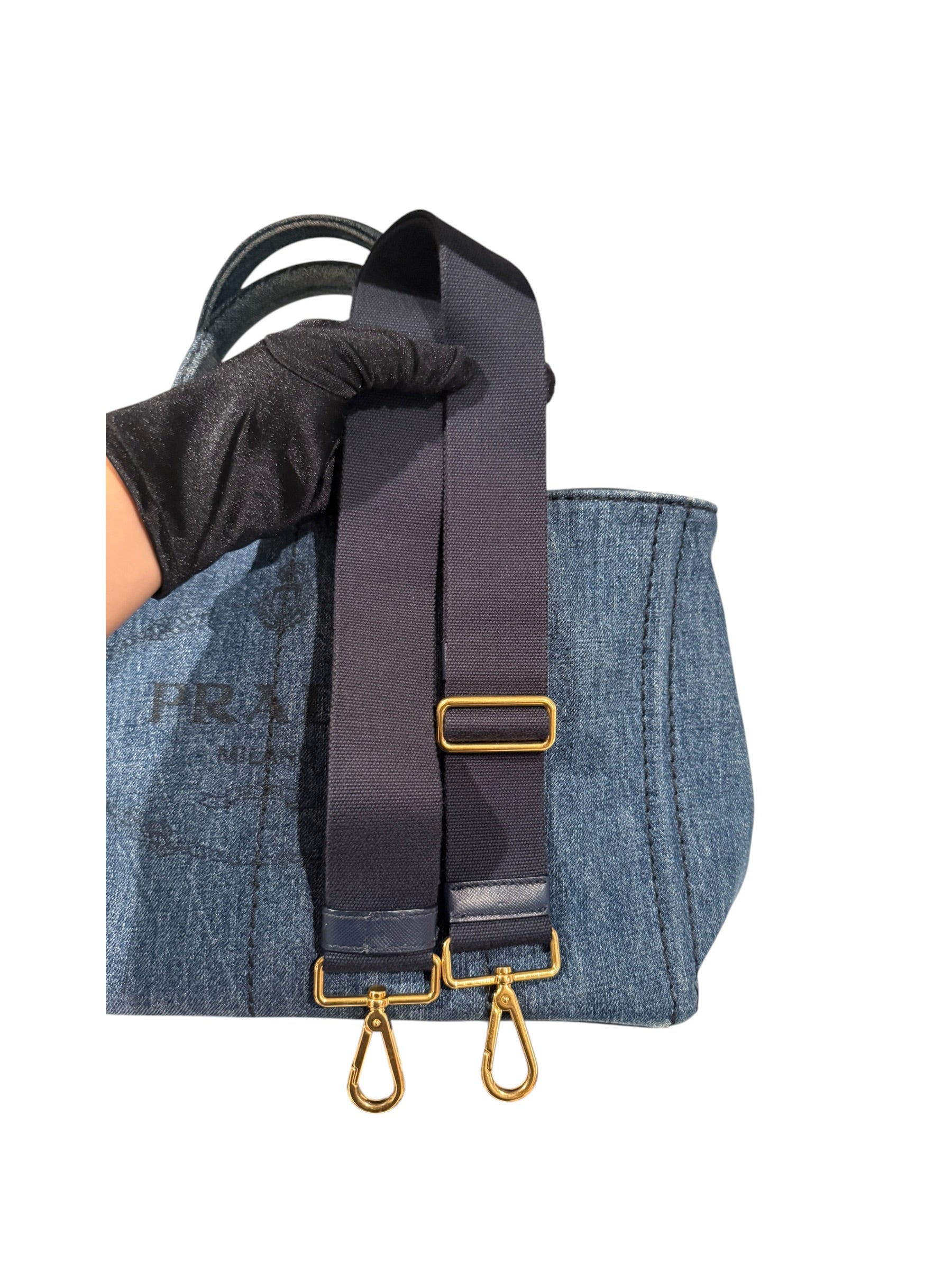 Pre-owned Prada Denim Canapa 2 way bag with adjustable strap