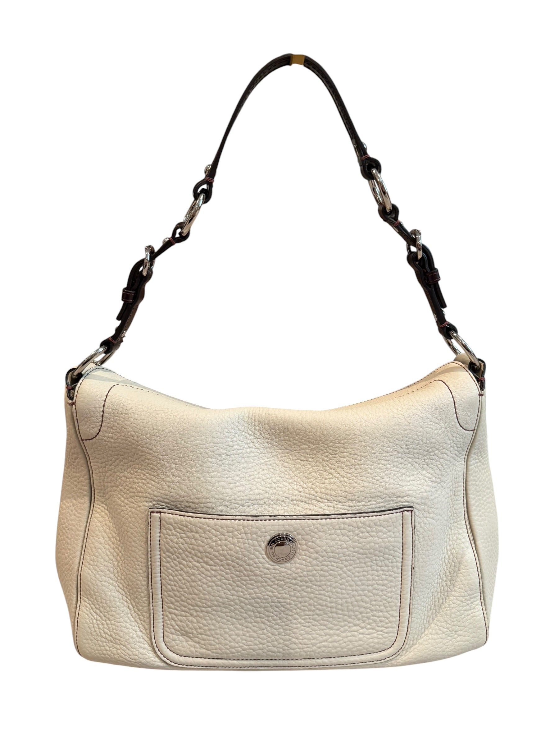 Pre-owned Coach Cream Chelsea Pebbled Leather Shoulder Bag 2005