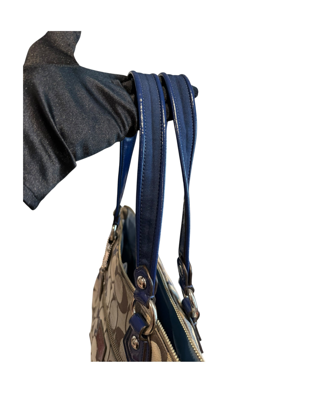 Pre-owned Coach canvas Blue Poppy large tote 2012