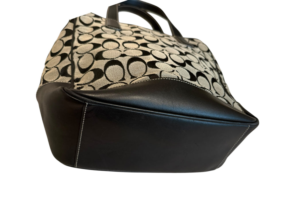 Pre-owned Coach black and grey signature canvas tote bag 1990s