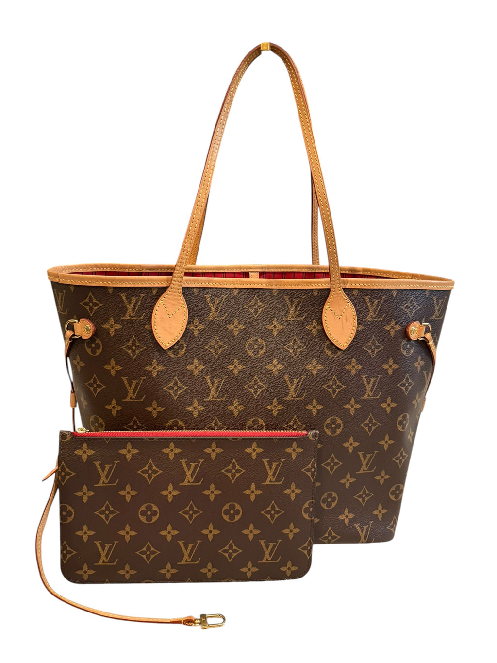Pre-owned Louis Vuitton Neverfull MM monogram with pouch