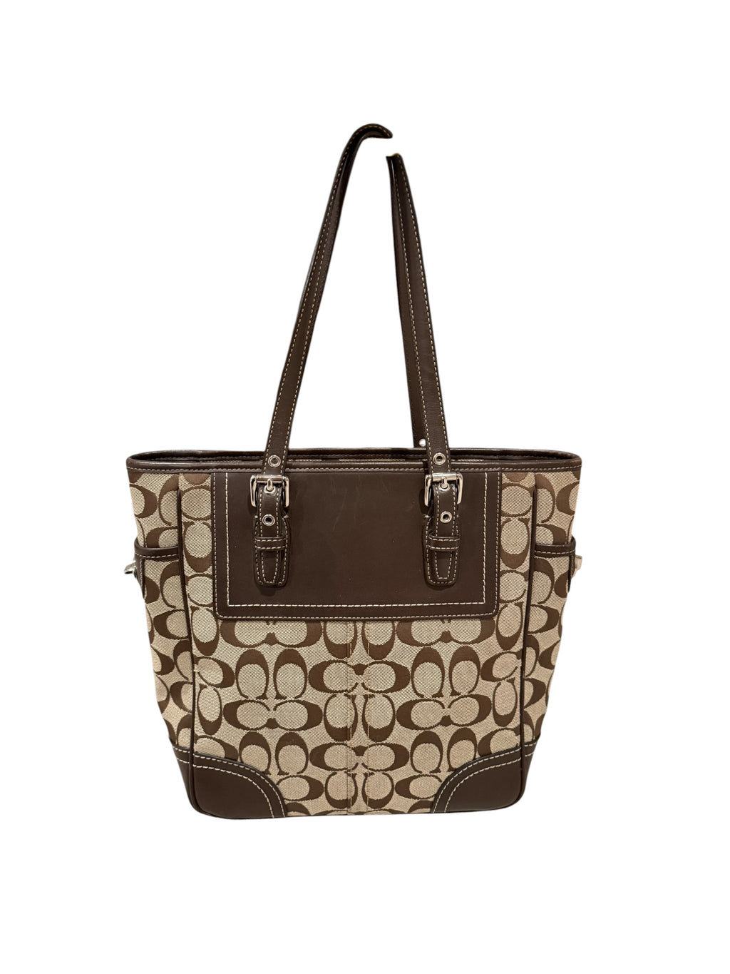 Pre-owned Coach canvas brown shoulder bag with wristlet 2008