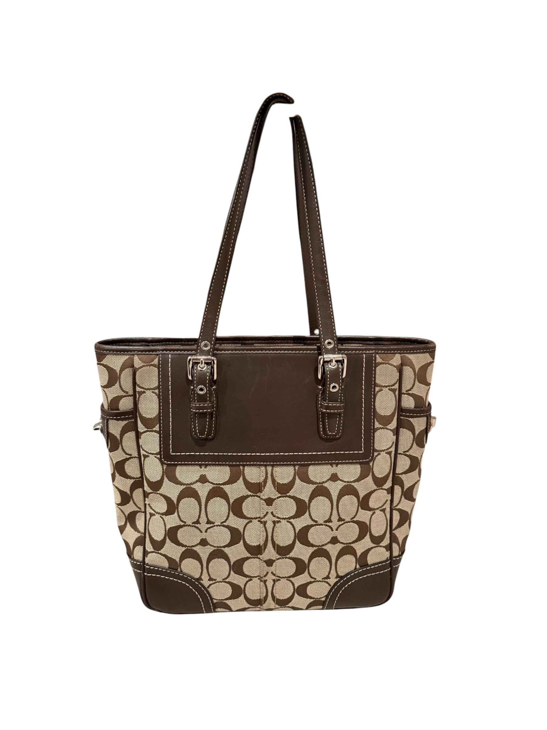 Pre-owned Coach canvas brown shoulder bag with wristlet 2008