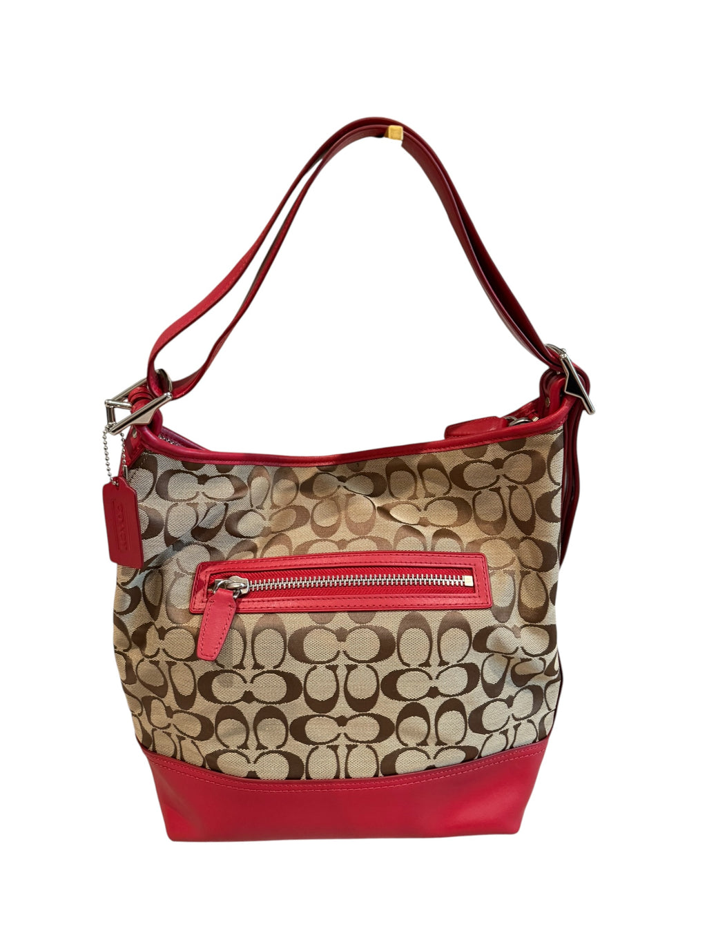 Pre-owned Coach Red Canvas Hobo Shoulder bag 2017