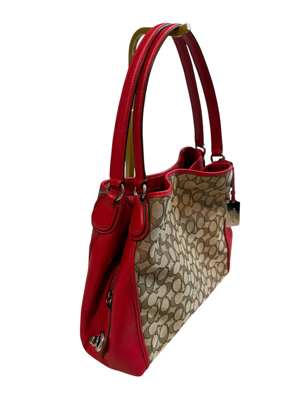 Pre-Owned Coach Red Edie Shoulder Bag 2015