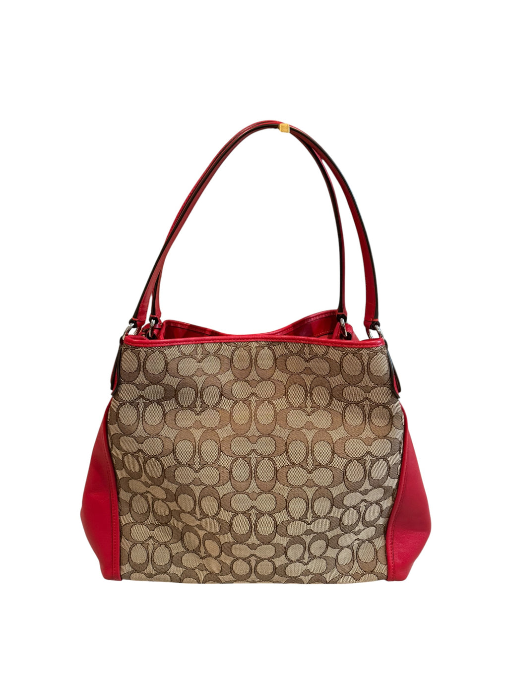 Pre-Owned Coach Red Edie Shoulder Bag 2015