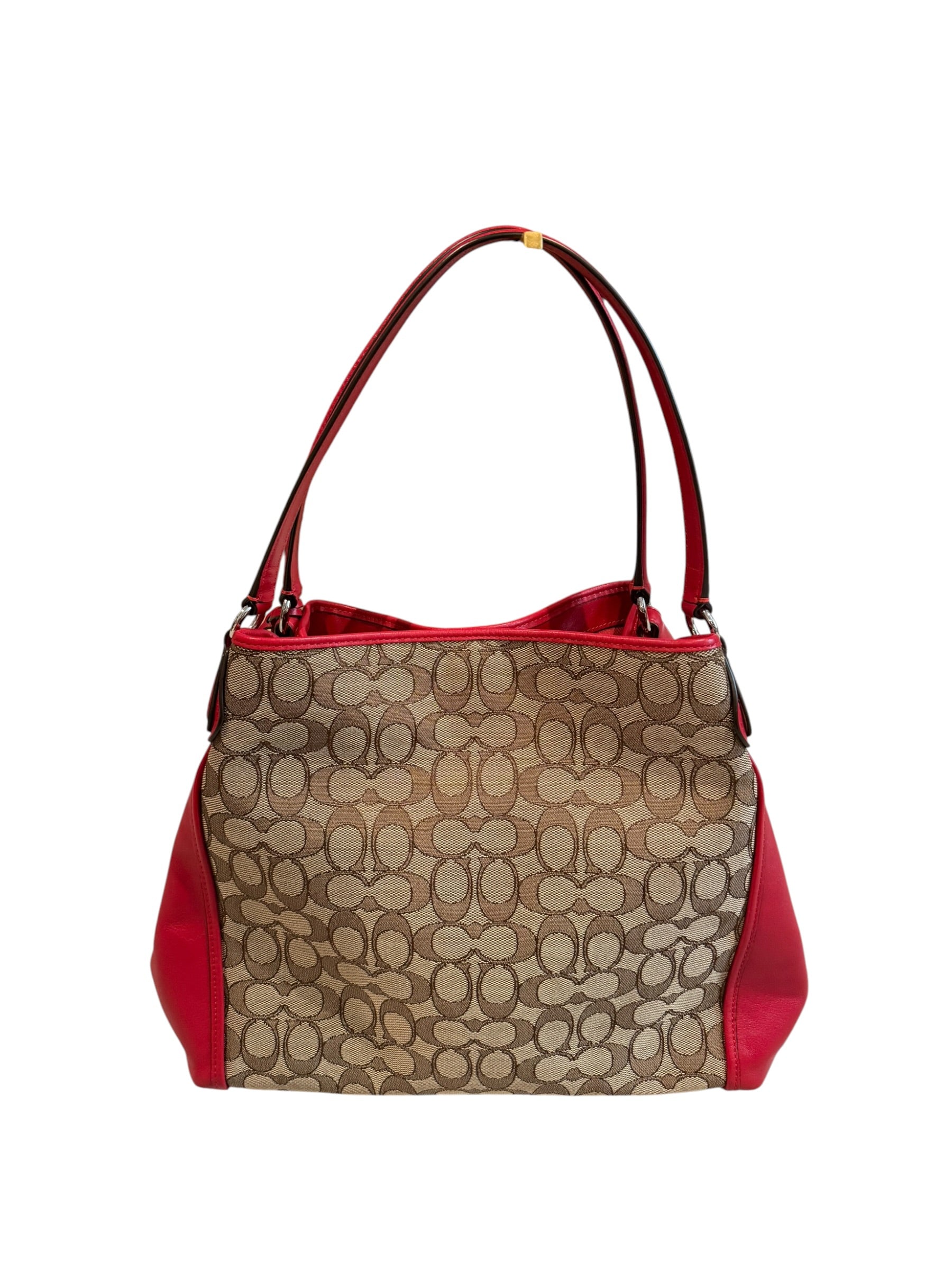Pre-Owned Coach Red Edie Shoulder Bag 2015