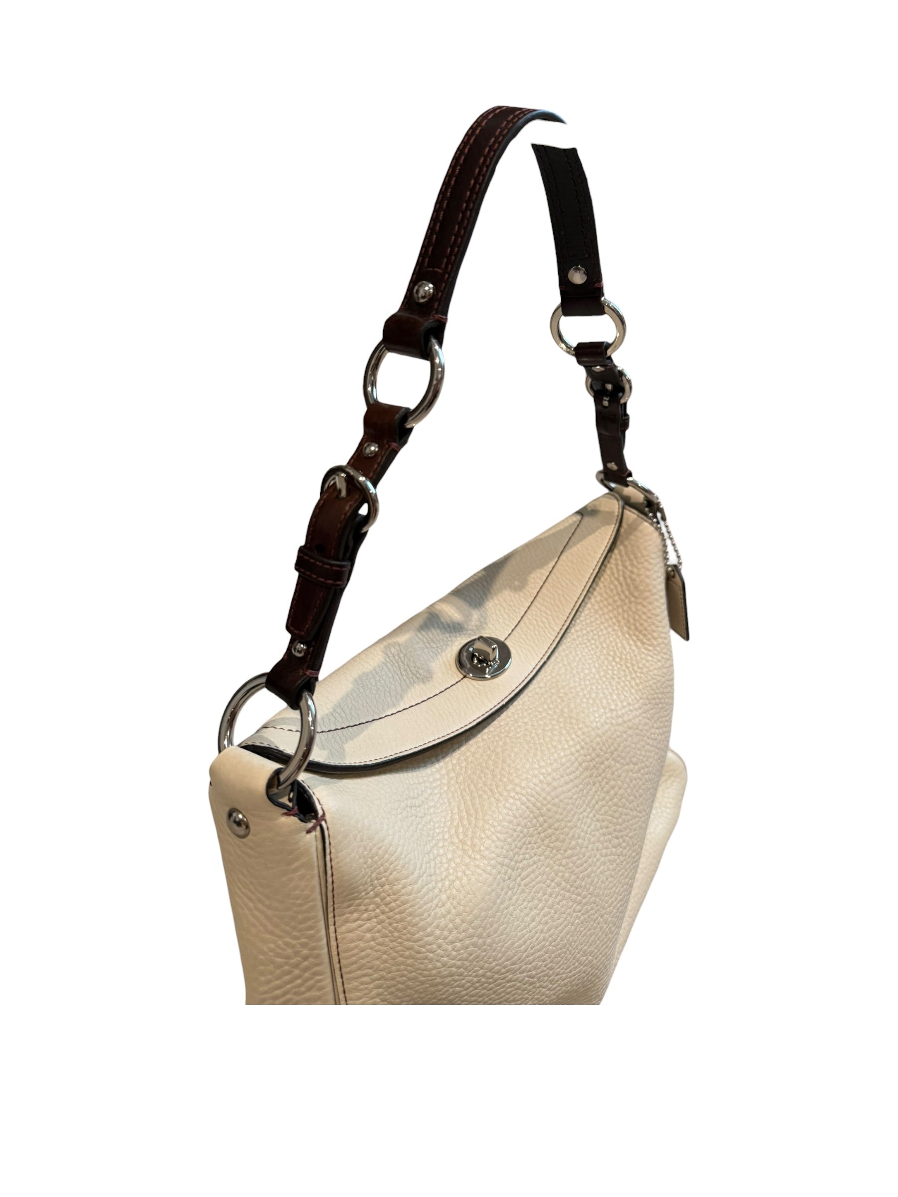 Pre-owned Coach Cream Chelsea Pebbled Leather Shoulder Bag 2005
