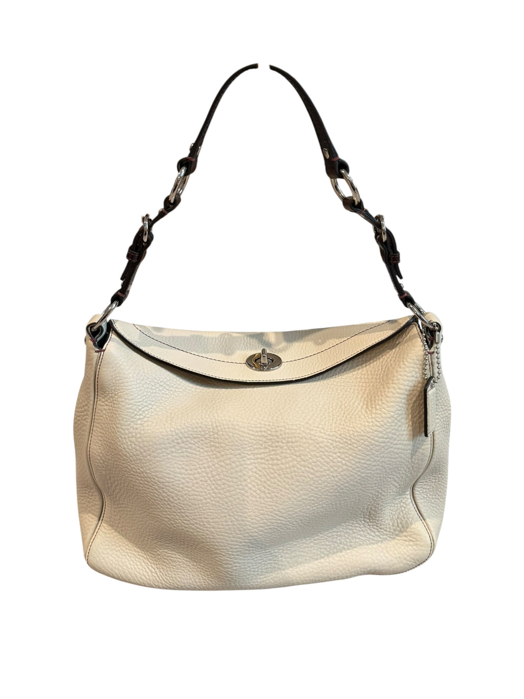 Pre-owned Coach Cream Chelsea Pebbled Leather Shoulder Bag 2005