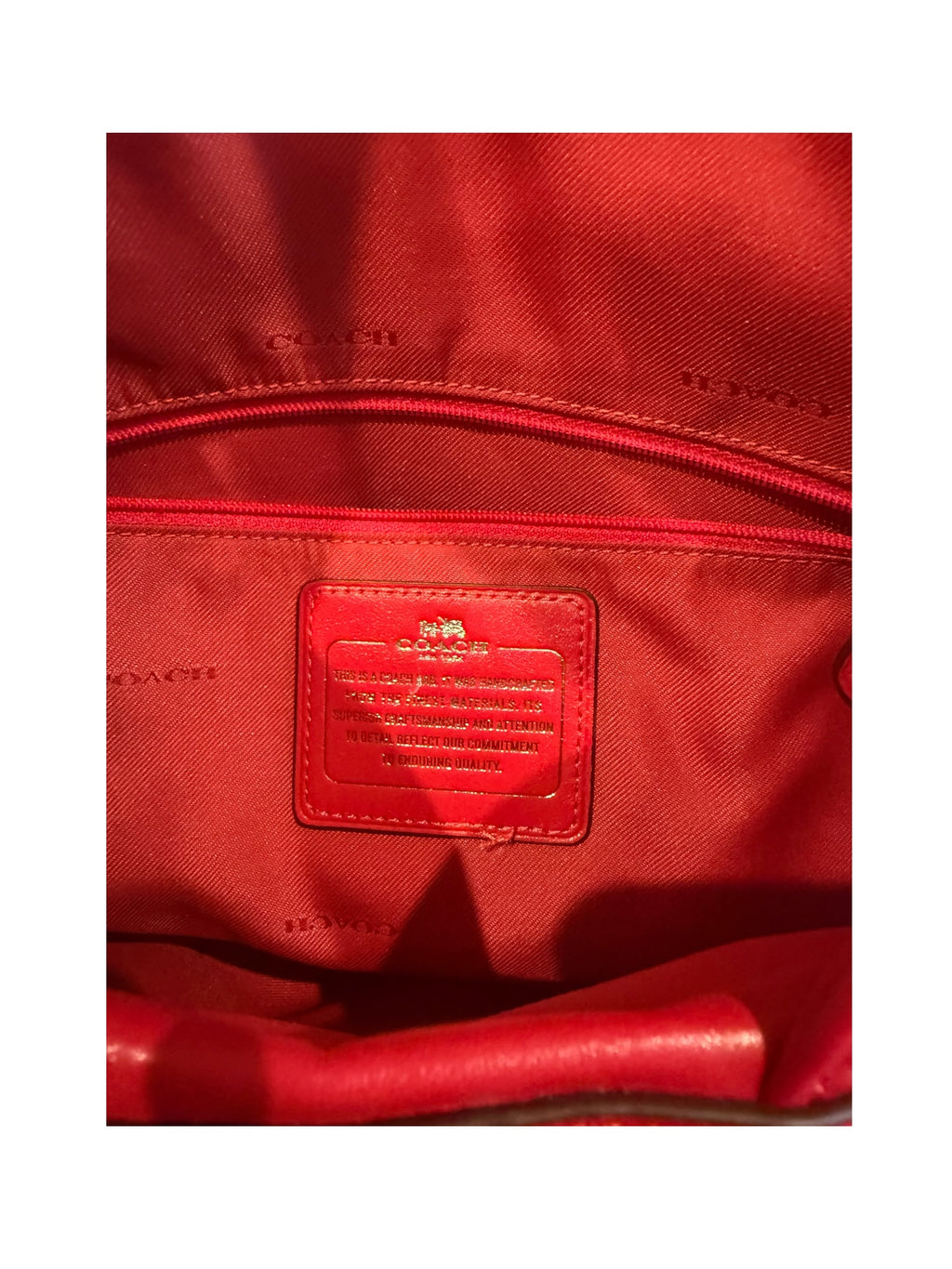Pre-Owned Coach Red Edie Shoulder Bag 2015
