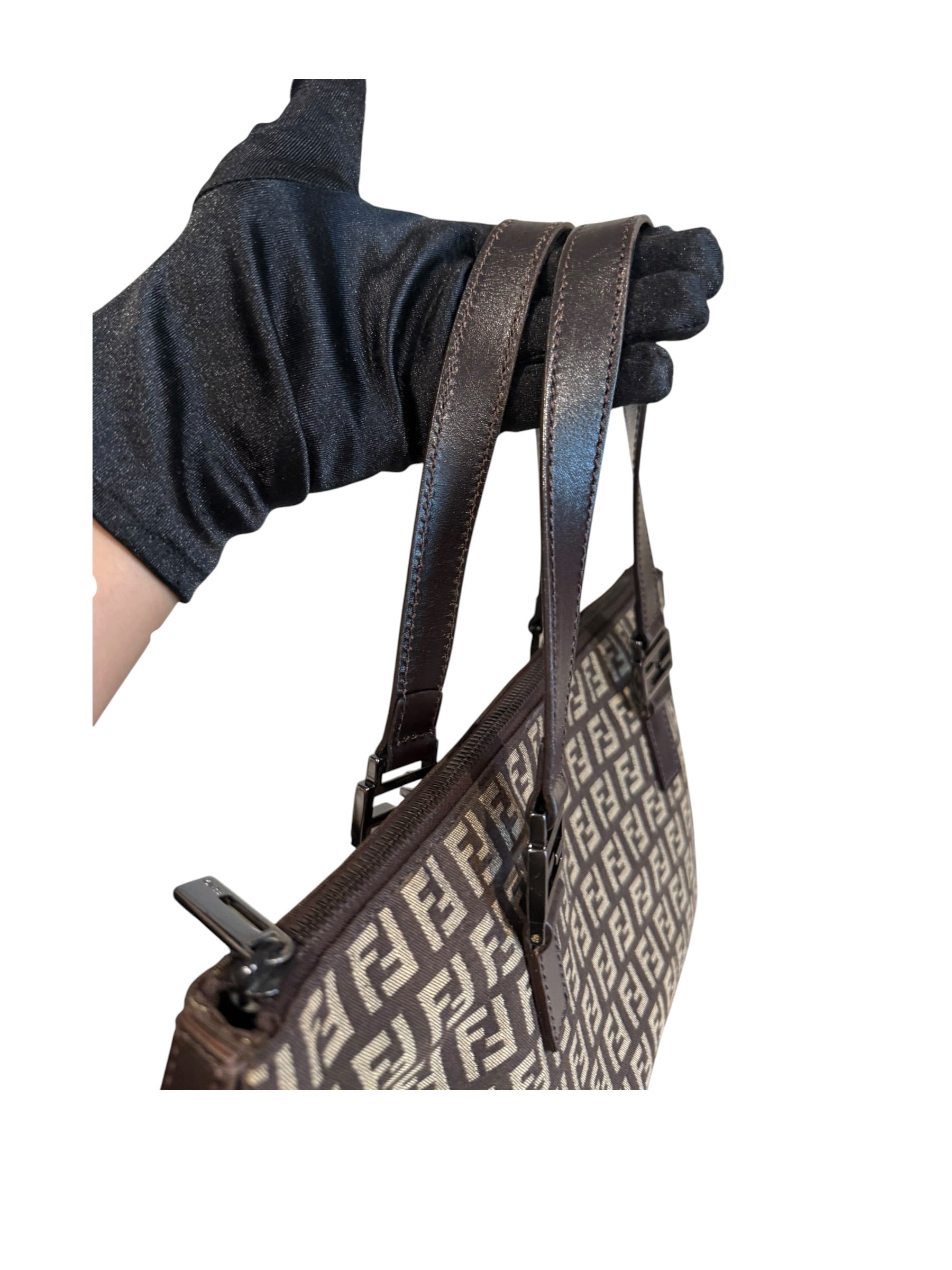 Pre-owned Fendi canvas Brown zucchino small tote hand bag