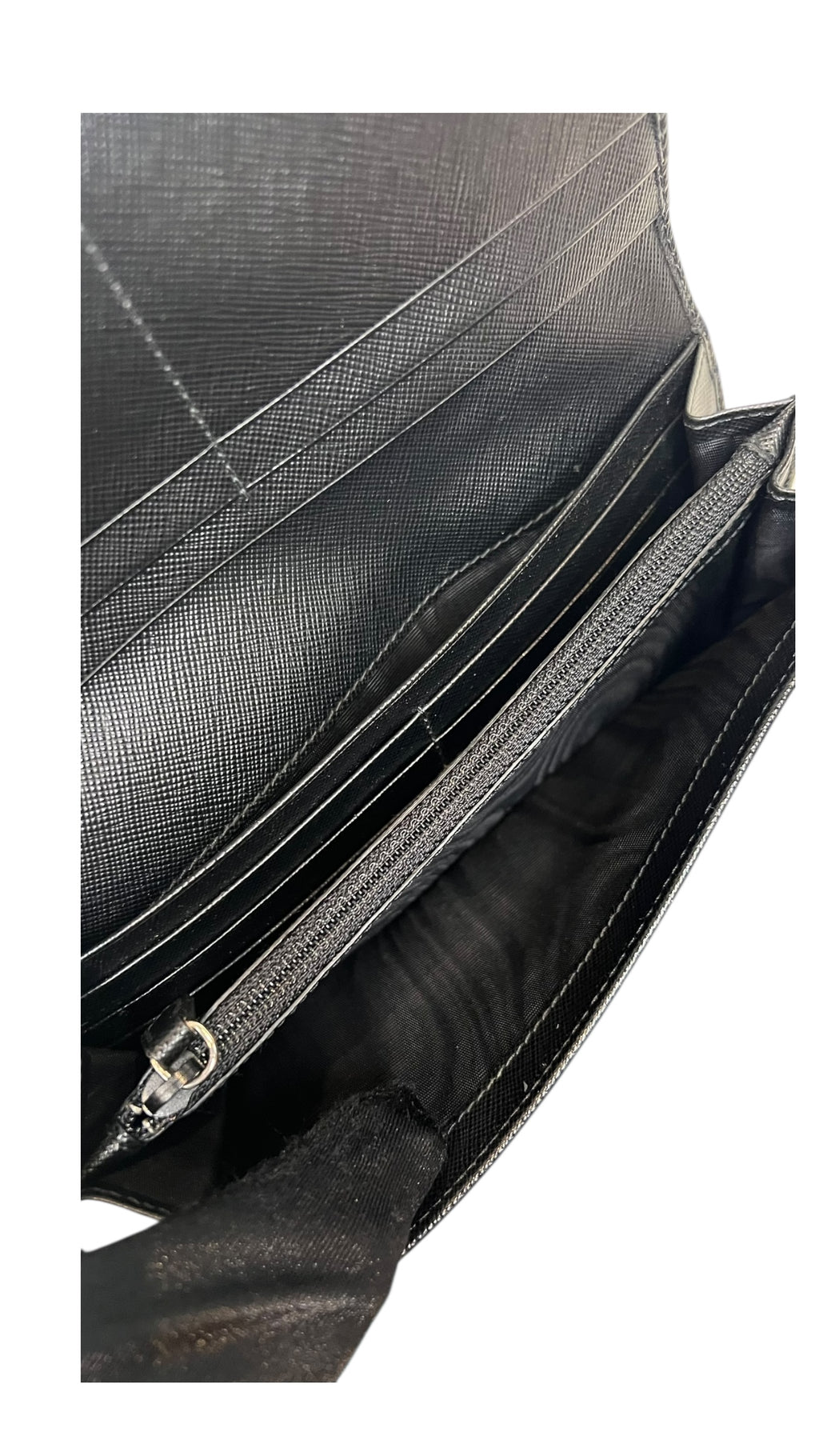 Pre-owned Prada Saffiano leather Black Long Wallet with box and dustbag