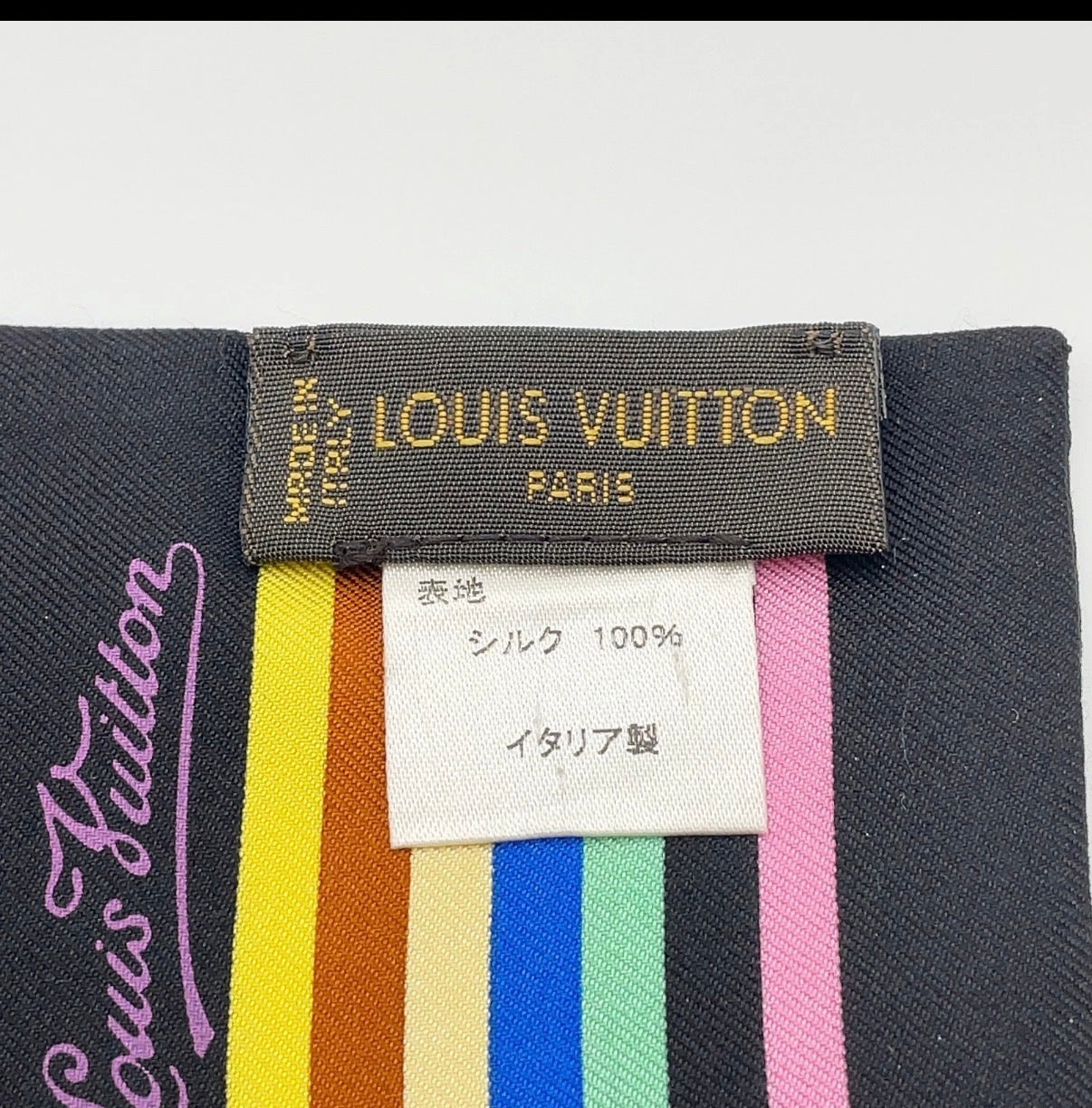 Pre-owned Louis Vuitton Silk Black Butterfly Bandeau Scarf