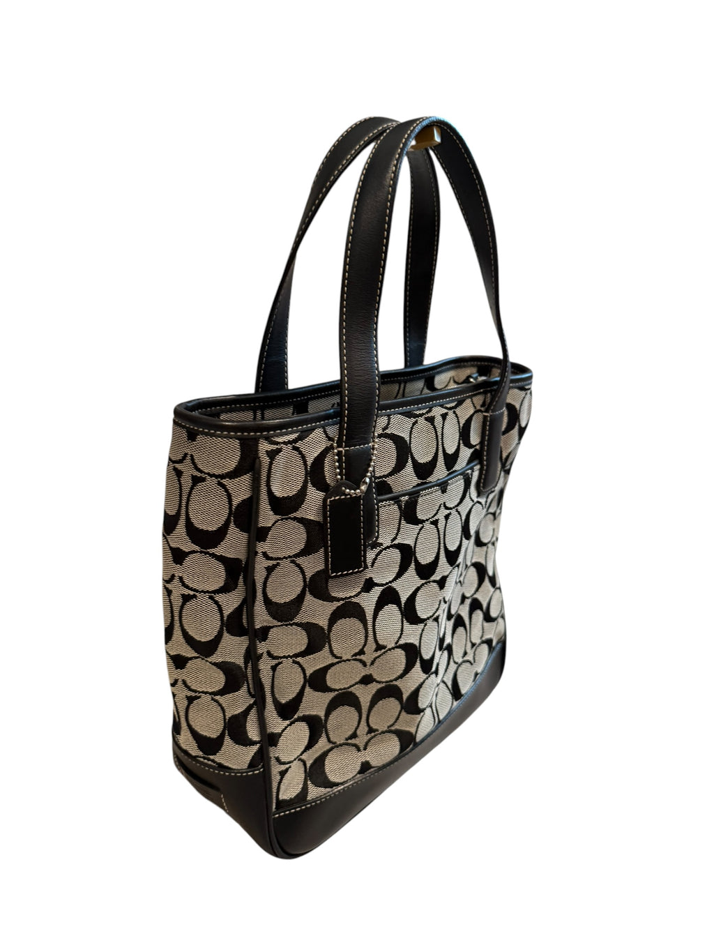 Pre-owned Coach black and grey signature canvas tote bag 1990s