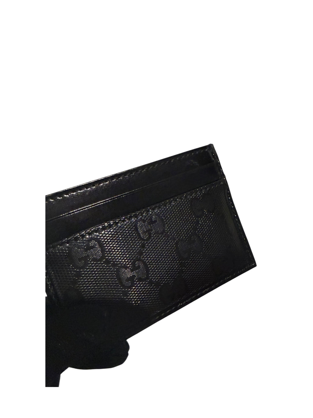 Pre-owned Gucci Leather black card holder with crystal vinyl