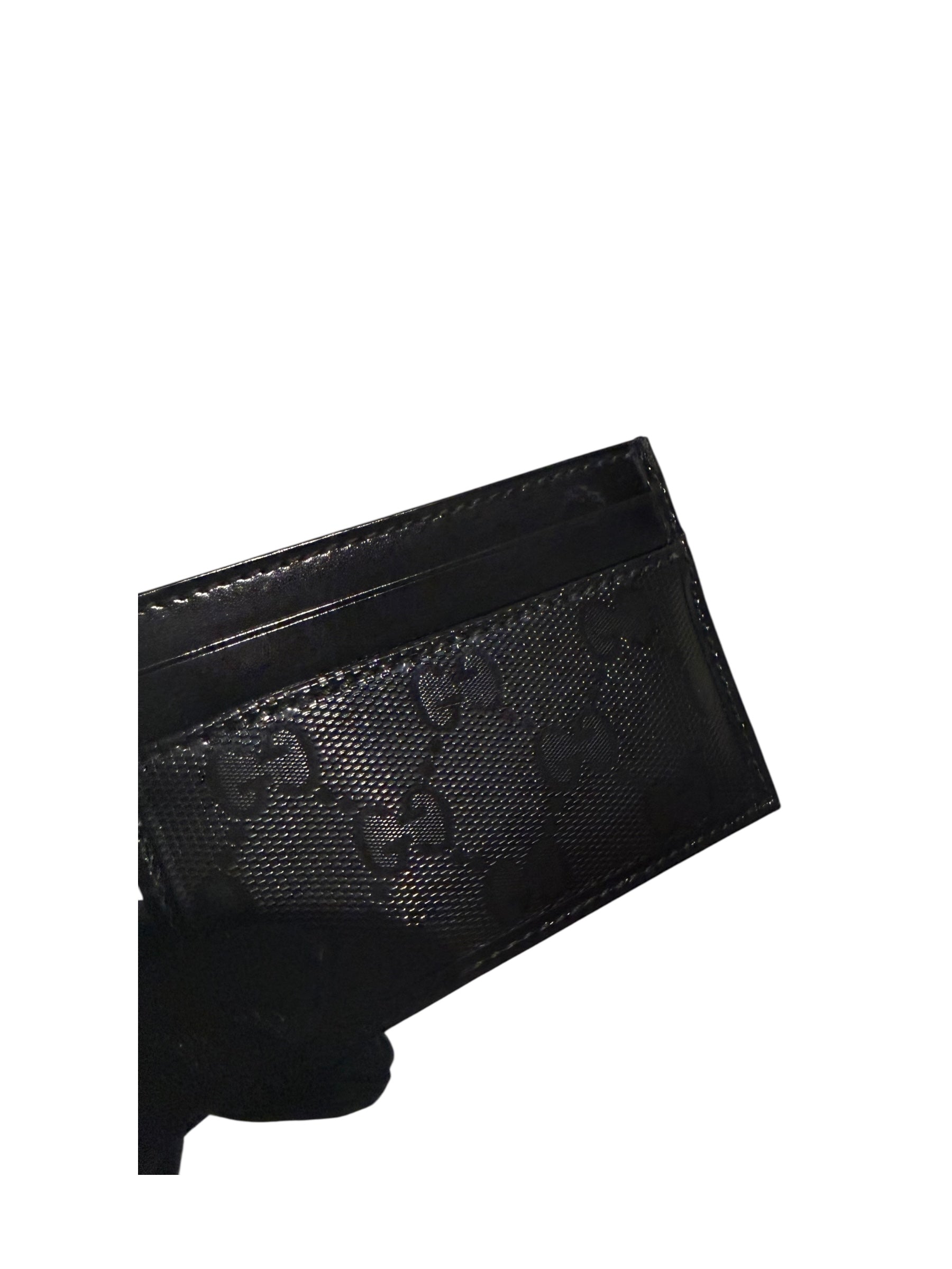 Pre-owned Gucci Leather black card holder with crystal vinyl