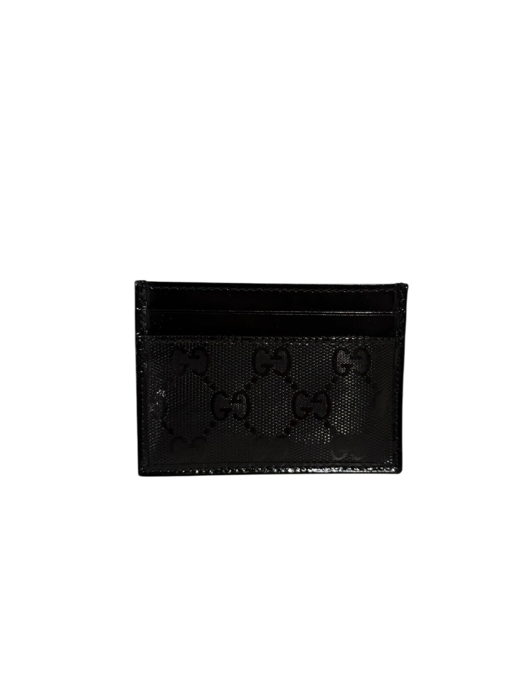 Pre-owned Gucci Leather black card holder with crystal vinyl