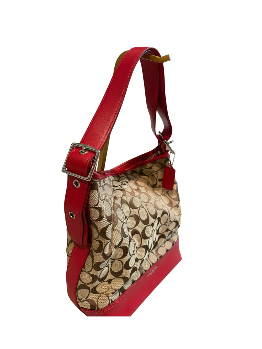 Pre-owned Coach Red Canvas Hobo Shoulder bag 2017