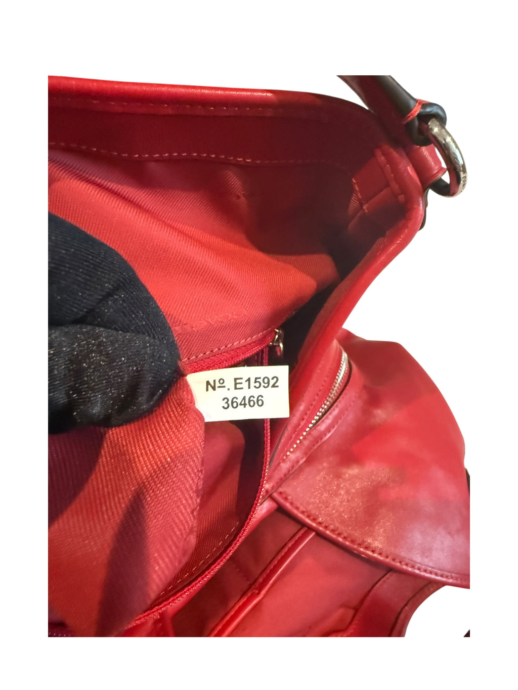 Pre-Owned Coach Red Edie Shoulder Bag 2015