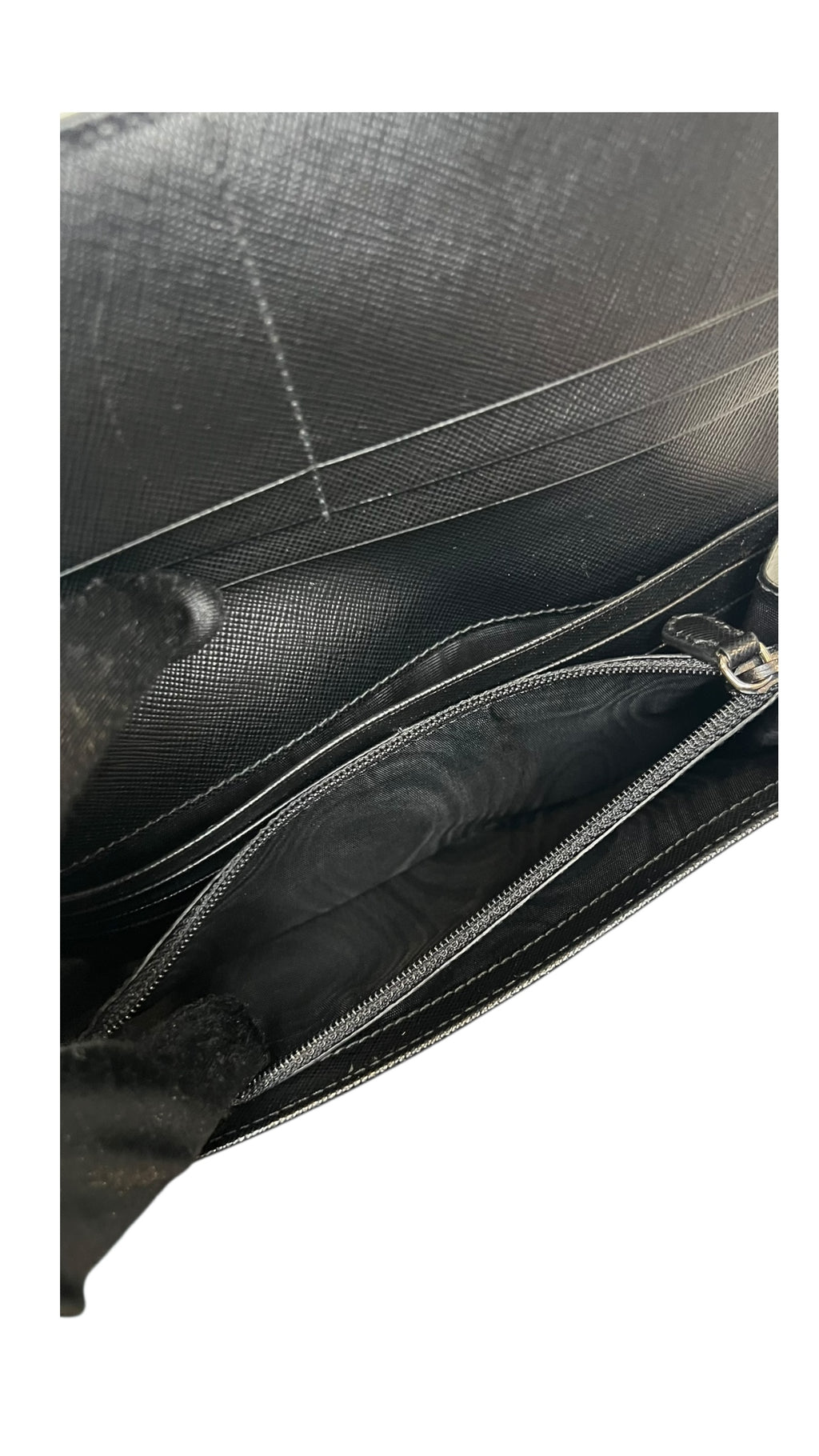 Pre-owned Prada Saffiano leather Black Long Wallet with box and dustbag